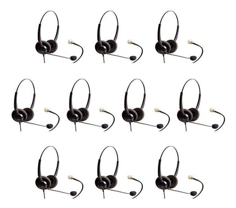 Paquete 10 piezas VT1000-OmniRJ9-D-03, Diadema Binaural, Conector RJ9, Compatibles con Grandstream, Yealink y snom