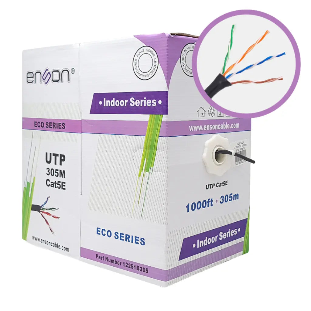 12251B305, Cable UTP Cat5E, 24AWG CCA, 305Mts, Color Negro, Uso Interior