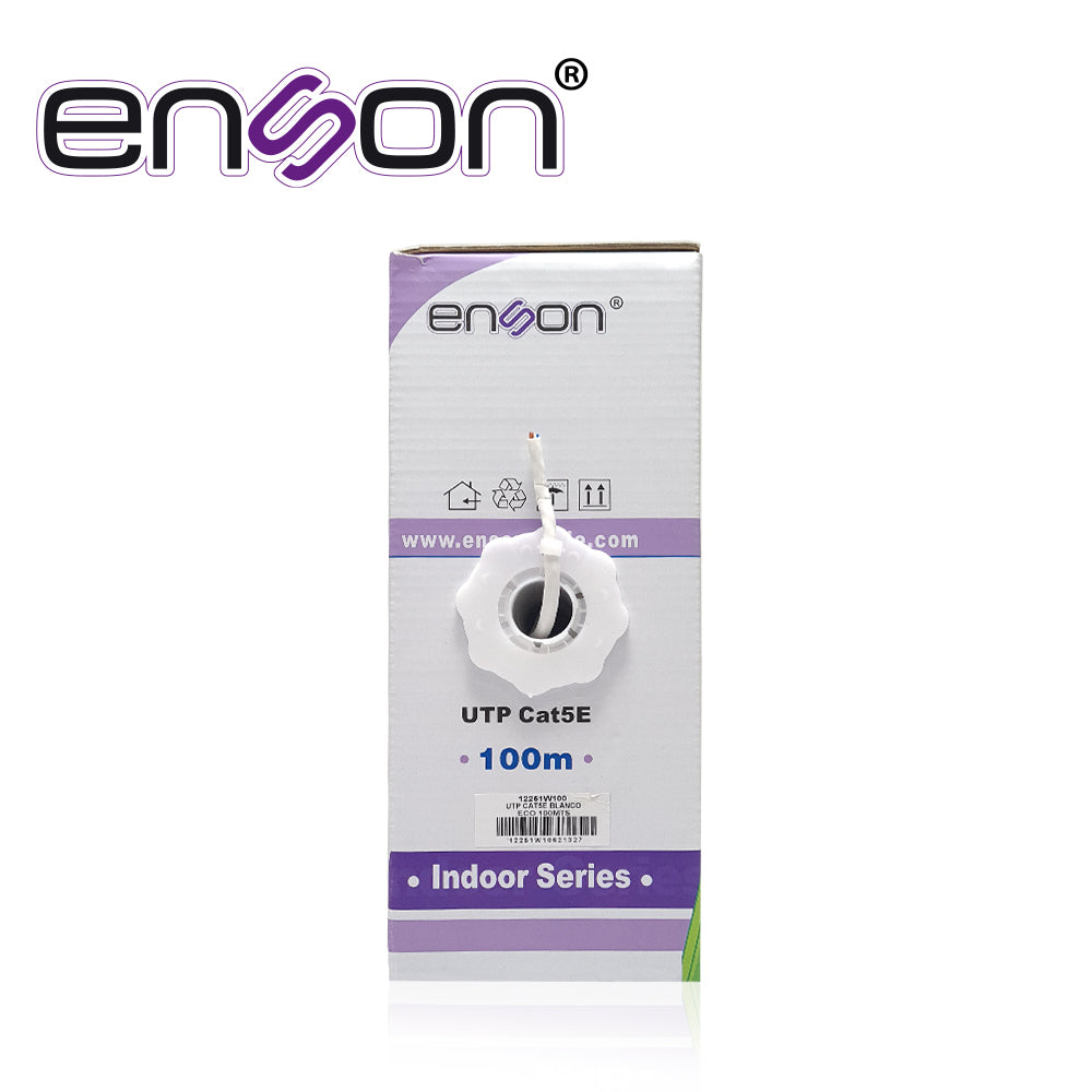12251W100, Cable UTP Cat5E, 24AWG CCA, 100Mts, Color Blanco, Uso Interior