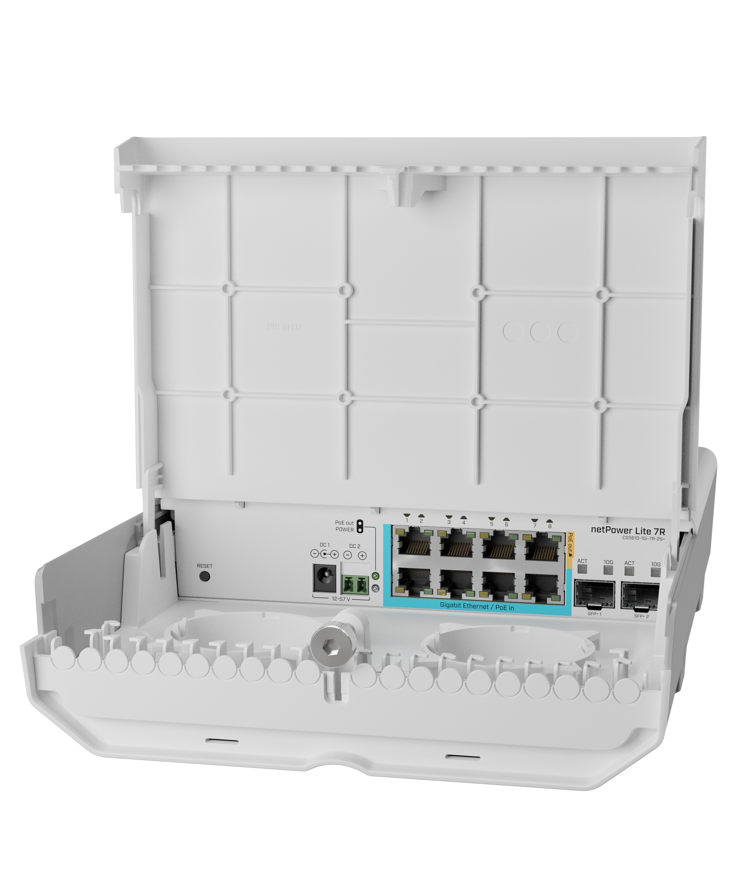 CSS610-1GI-7R-2S+OUT, NetPower Lite 7R Switch Smart 7 puertos PoE Inverso Gigabit, 2 SFP+ 10G, para exterior