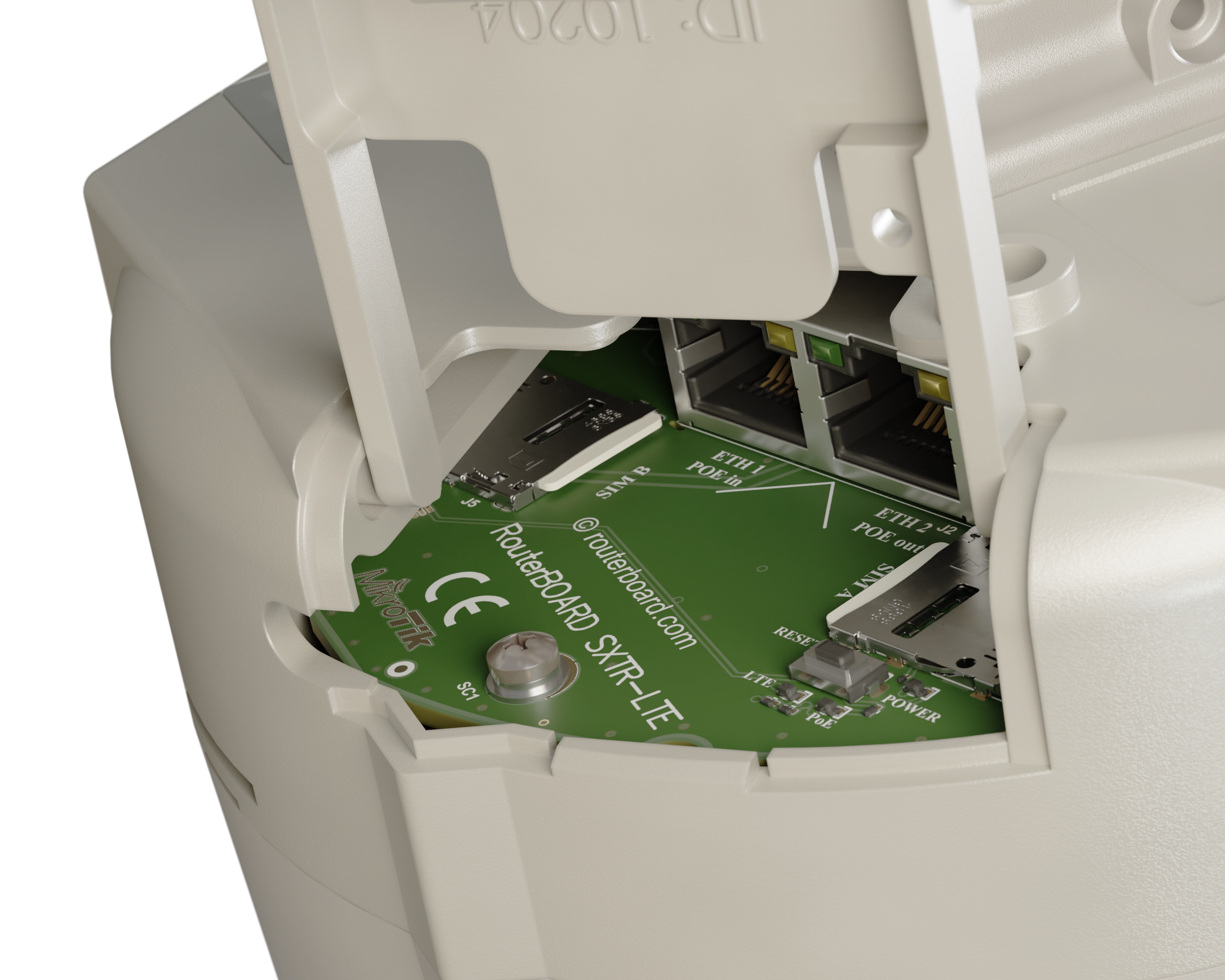 Ruteador con antena y modem para 4G(LTE) Miktotik SXTR&FG621-EA, 2 Ranuras SIM 4G CAT6 (LTE) soporta banda 28