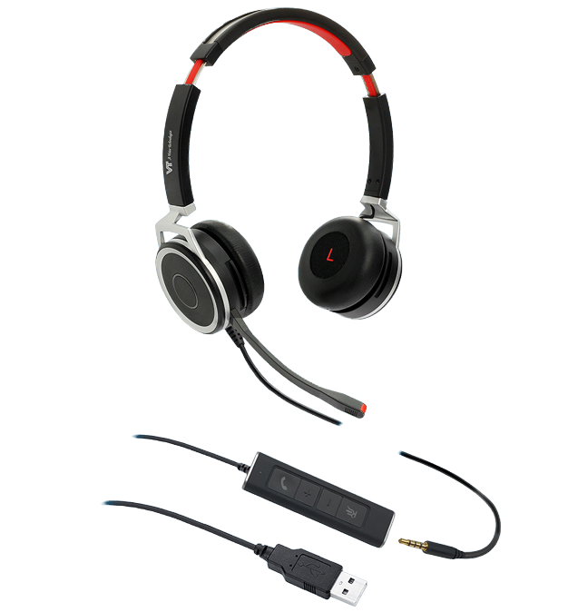 VTX208-D, Diadema binaural, Conector USB 2.0 y 3.5mm