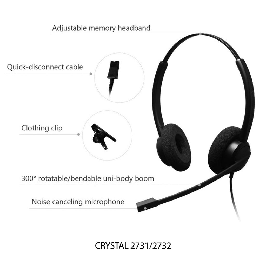 CRYSTAL 2732 2.5mm Diadema con cancelación de ruido, 2.5mm (Binaural)