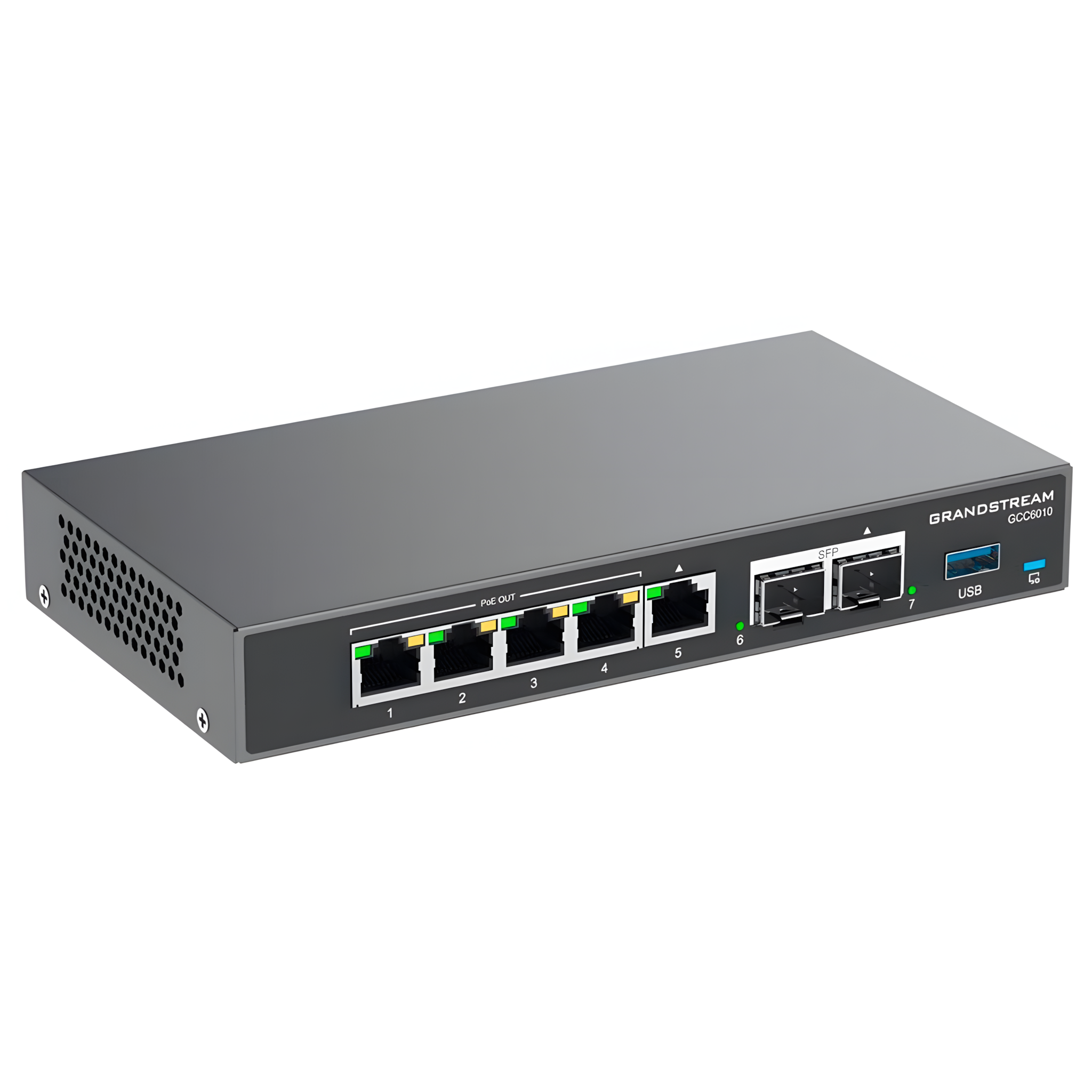 Conmutador IP 4 en 1 GCC6010 de Grandstream Múltiples Funciones de Conmutador, Firewall de última generación, Ruteador VPN y Switch