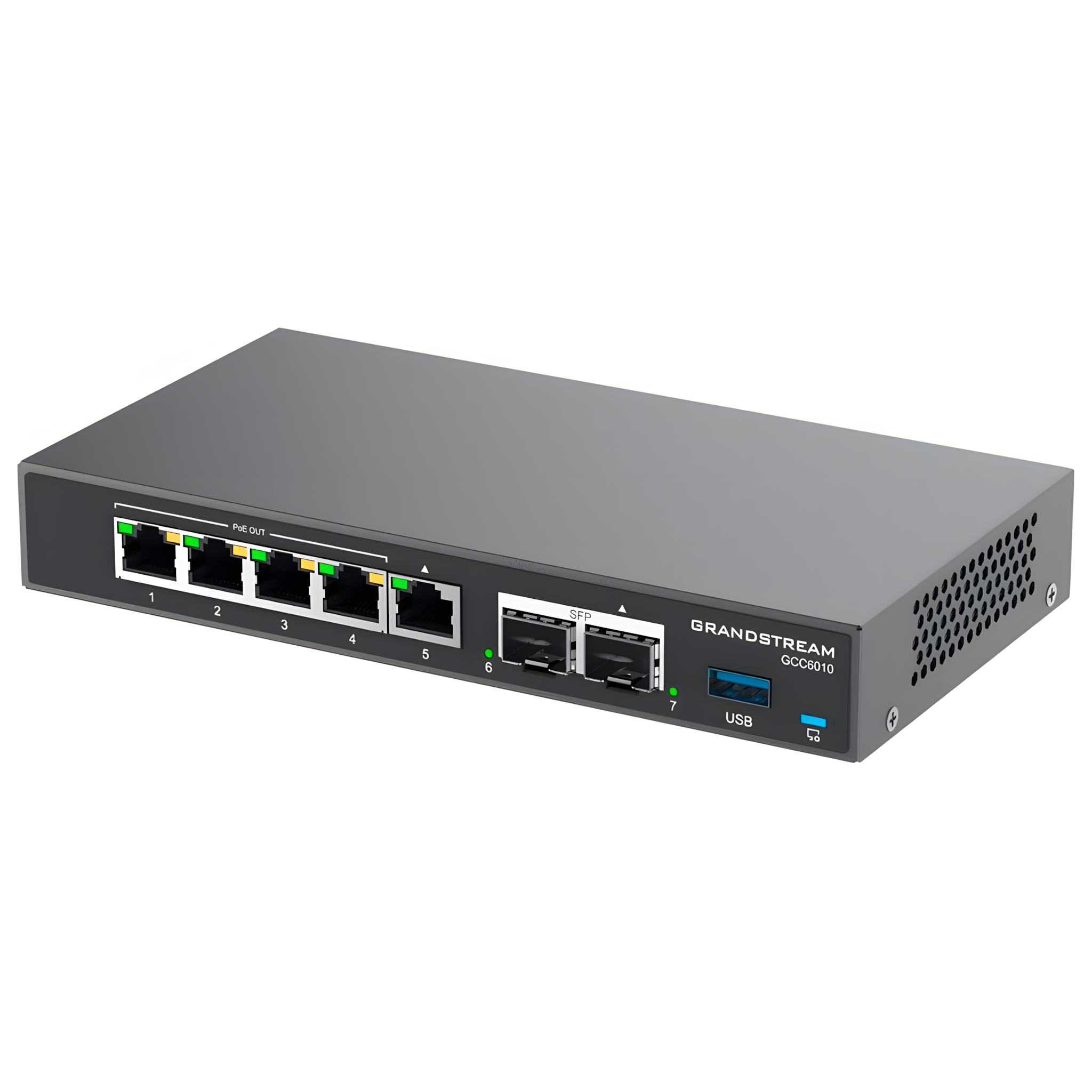 Conmutador IP 4 en 1 GCC6010 de Grandstream Múltiples Funciones de Conmutador, Firewall de última generación, Ruteador VPN y Switch