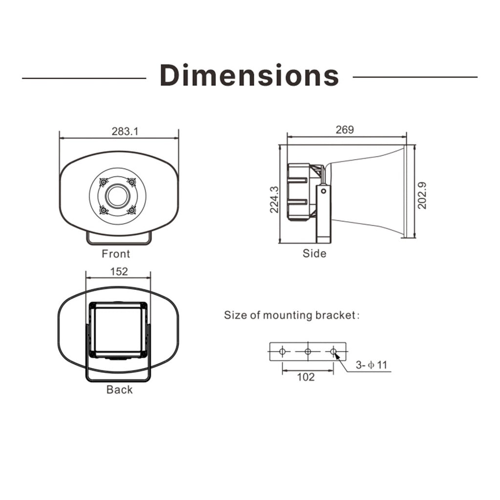 Bocina IP-SIP SPON modelo GEN-6391A03, XC-9615 para exteriores IP65, PoE, 30W máximo, plástico ABS