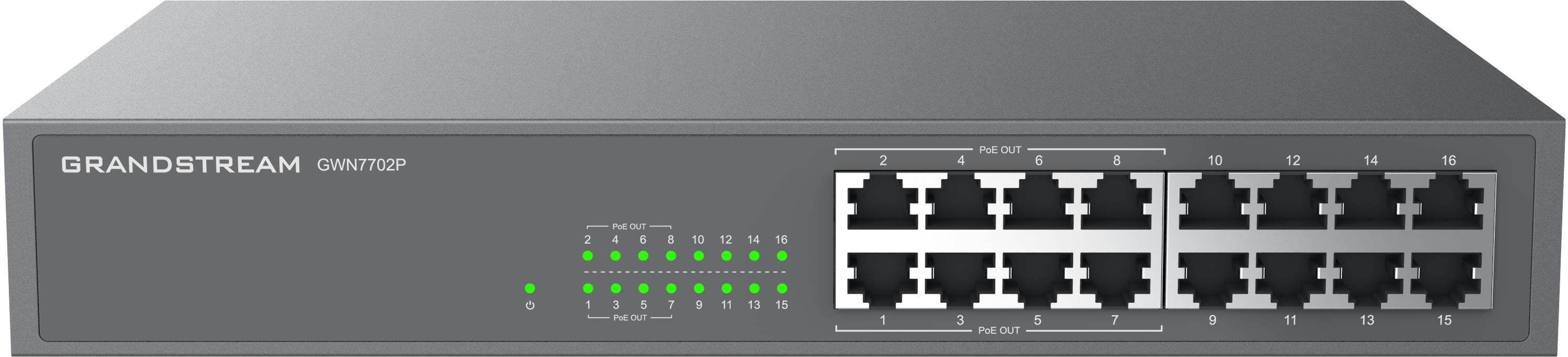 GWN7702P, Switch PoE No Administrable, 16 x GigaEth, 8 Puertos con PoE 802.3 af/at, 138w