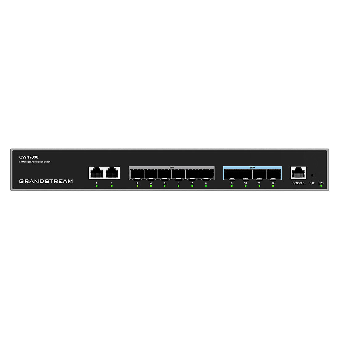 GWN7830 - Switch de Agregación para Empresas Administrable capa 3, 2 x GigaEth, 6 x Giga SFP, 4 x 10 Giga SFP+