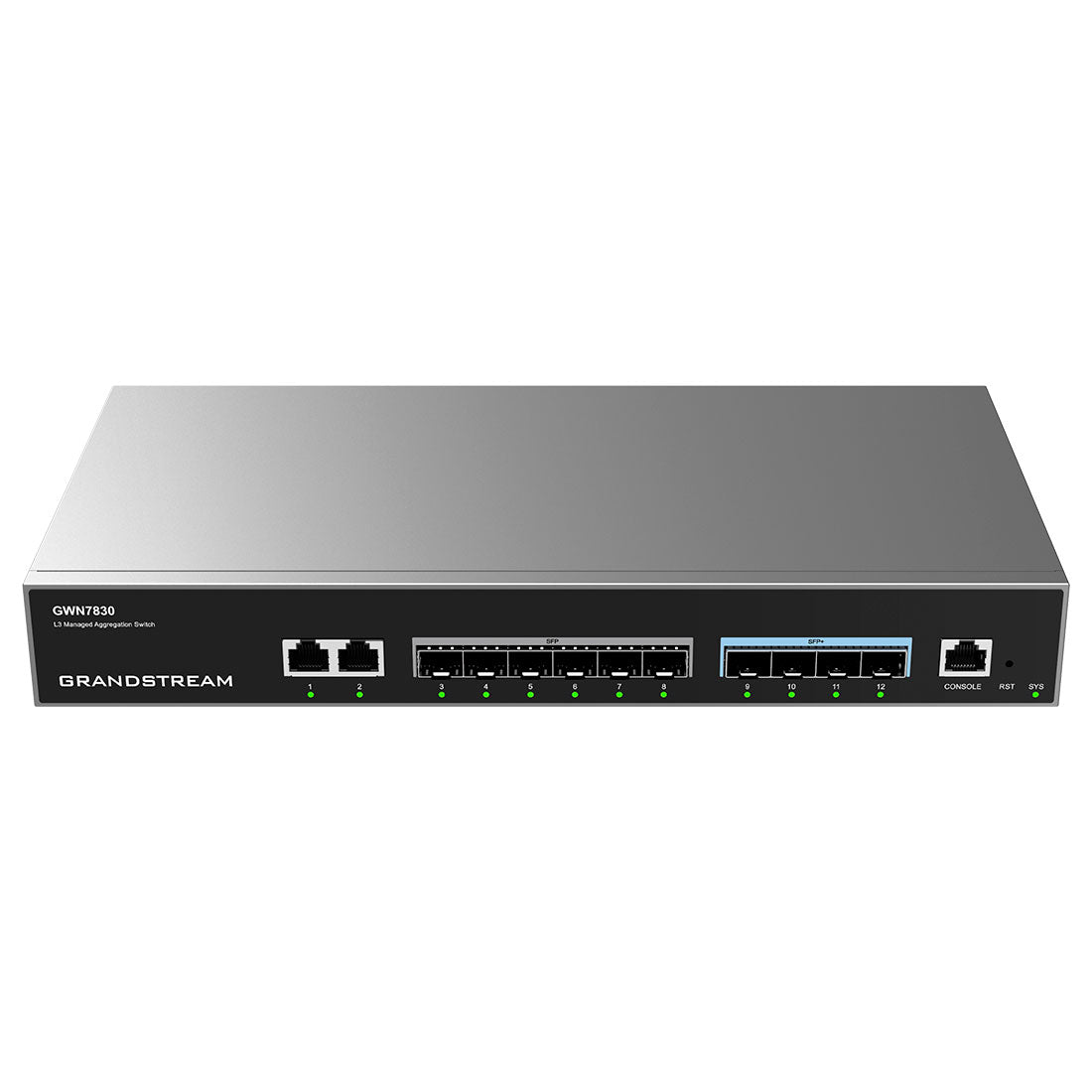 GWN7830 - Switch de Agregación para Empresas Administrable capa 3, 2 x GigaEth, 6 x Giga SFP, 4 x 10 Giga SFP+