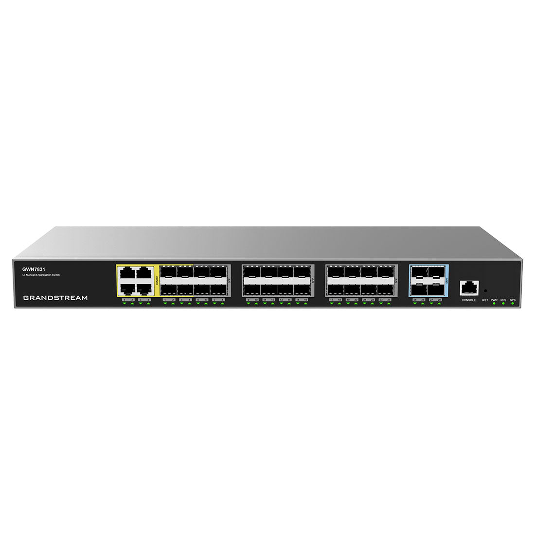 GWN7831 - Conectividad Empresarial de Alto Rendimiento capa 3, 4 x Combo, 24 x Giga SFP, 4 x 10 Giga SFP+