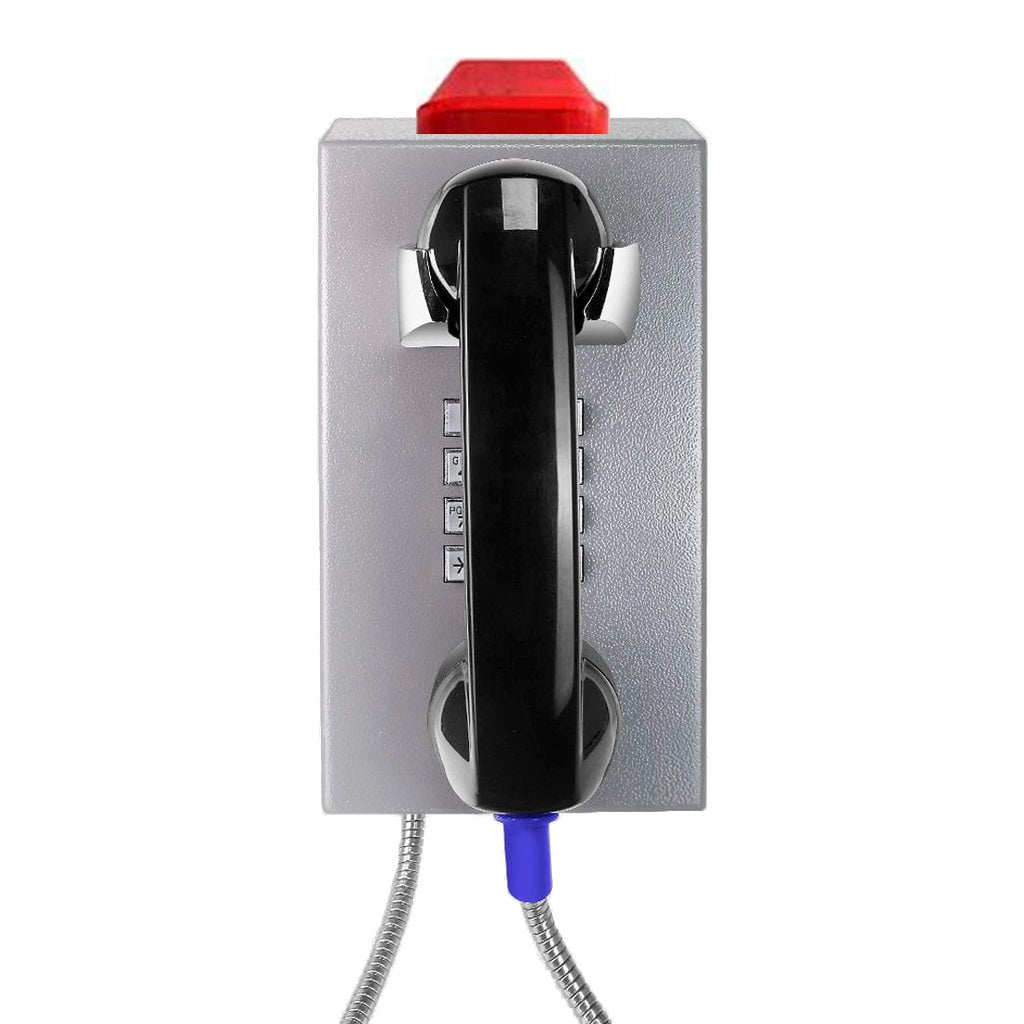 J&R Technology JR201-FK-L-Analog, Teléfono Análogo anti vandálico con estrobo, gabinete de acero pintado, 12 teclas, montaje en pared, 130x247x132mm