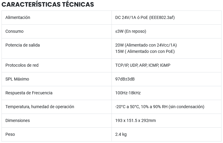 Bocina GEN-6011A03 XC-9607 Sopn IP-SIP de pared, PoE, 20W, Interiores