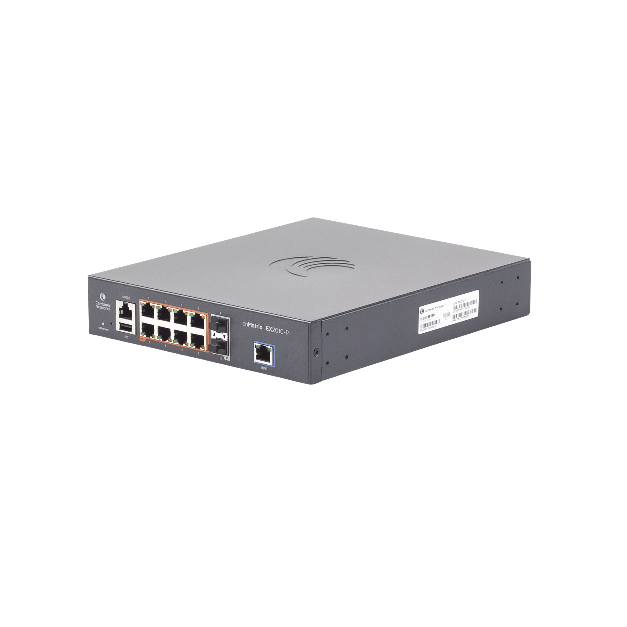 Switch cnMatrix EX2010-P capa 3 de 10 puertos(8 PoE Gigabit 802.3af/at, 2 SFP, 1 consola, 1 MNGMT, 1 USB) administración desde la Nube (MX-EX2010PXA-U)