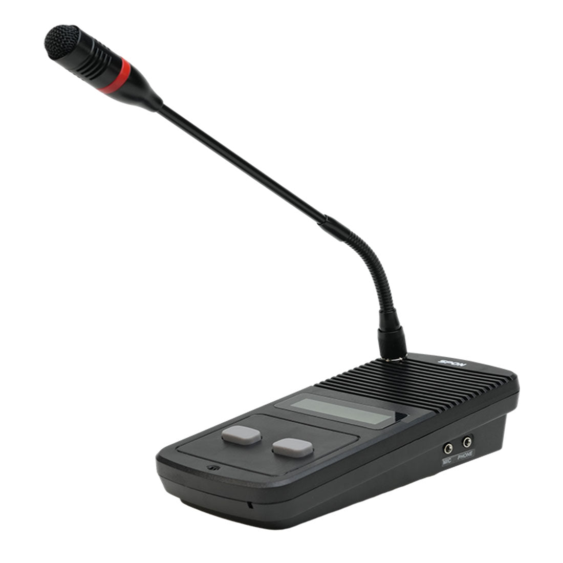 Spon, NAS-8525, Micrófono IP-SIP para voceo, dos botones, micrófono y bocina, Alarma I/O, Audio I/O