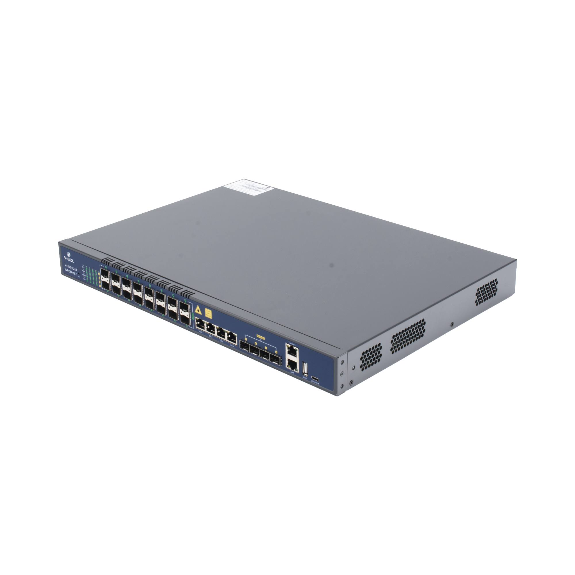 OLT de 16 puertos GPON con 8 puertos Uplink (4 puertos Gigabit Ethernet + 4 puertos SFP / puertos SFP+) hasta 2,048 ONUs