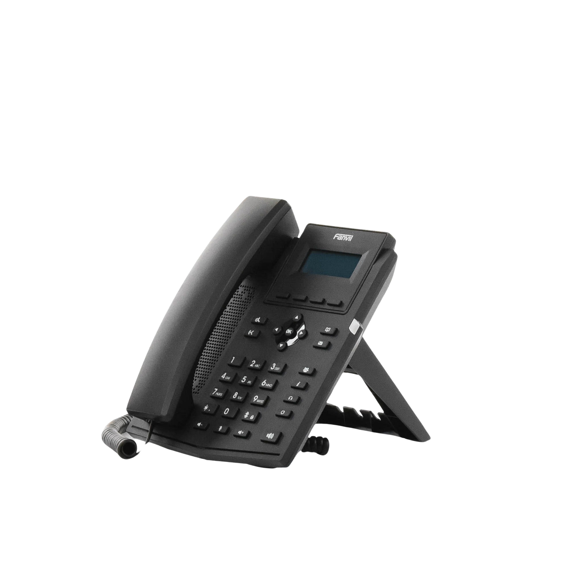 Teléfono IP / 2 Líneas SIP / Pantalla LCD 2.3" 132x64 / Audio HD G.722 y Opus / Conferencia 6 Vías / PoE 802.3af / Puertos Ethernet Duales 10/100 / Soporte EHS