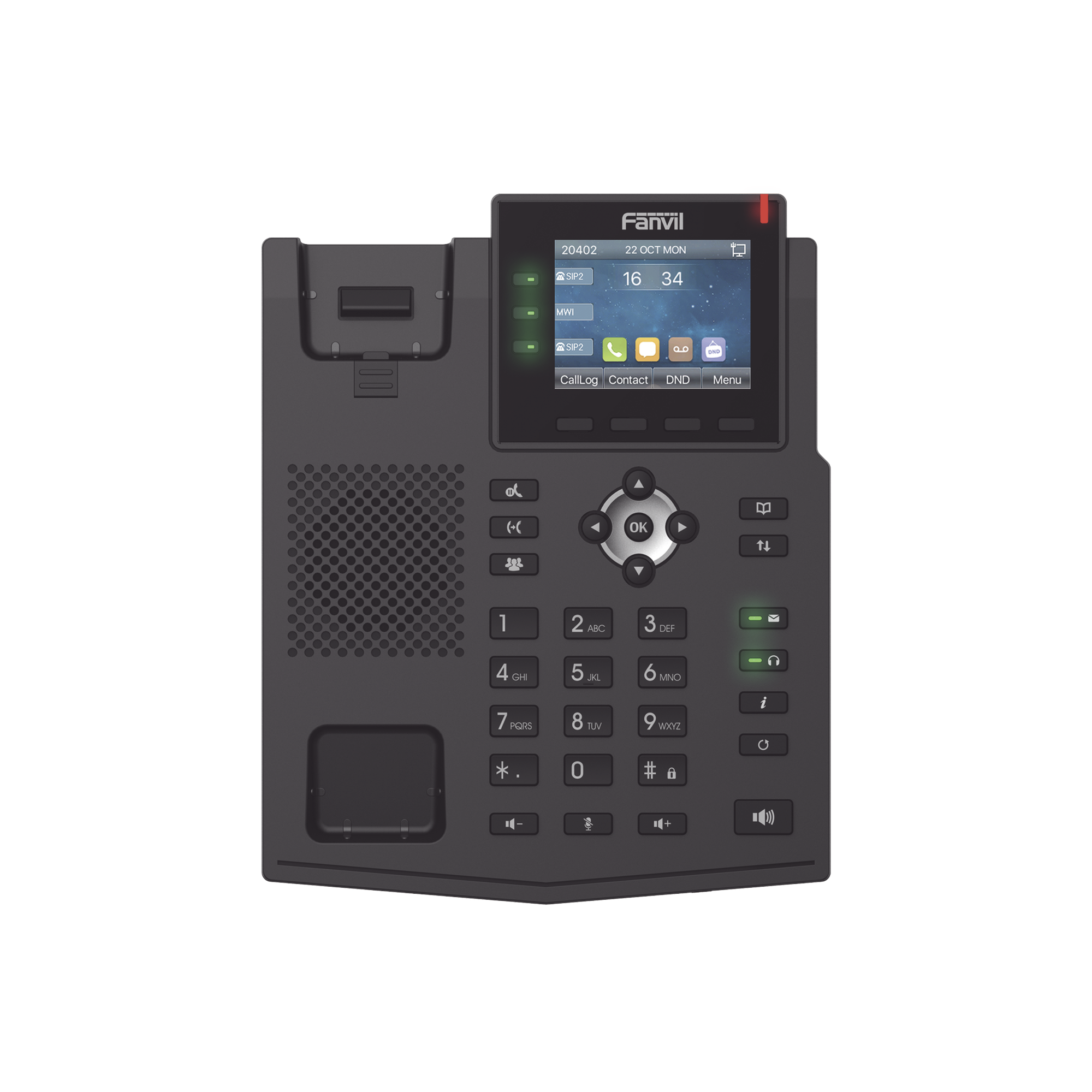 Teléfono IP / 6 Líneas SIP / Pantalla LCD a Color 2.8" / Audio HD G.722 y Opus / Conferencia 3 Vías / Puertos Gigabit / PoE 802.3af / OpenVPN / IPv6