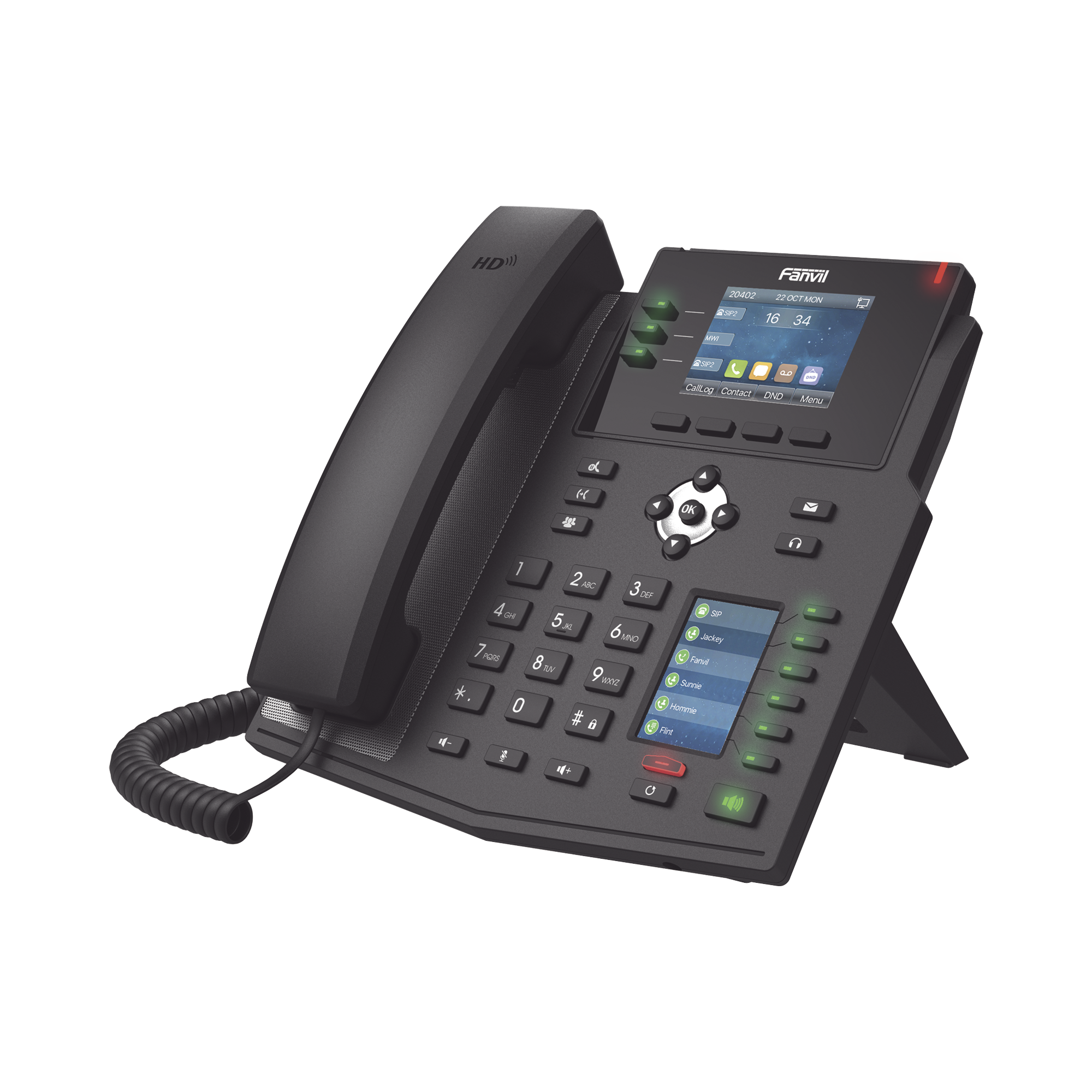 Teléfono IP Empresarial con Estándares Europeos, 12 lineas SIP con pantalla a color, 30 teclas DSS/BLF, puertos Gigabit, IPv6, Opus , PoE/DC