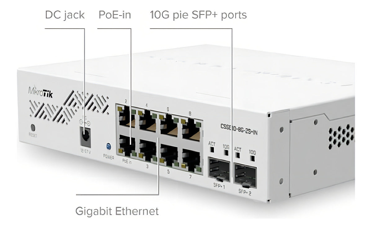 CSS610-8P-2S+IN Switch Mikrotik 8 Puertos Giga Ethernet, PoE, 2 puertos SFP+ SwitchOS