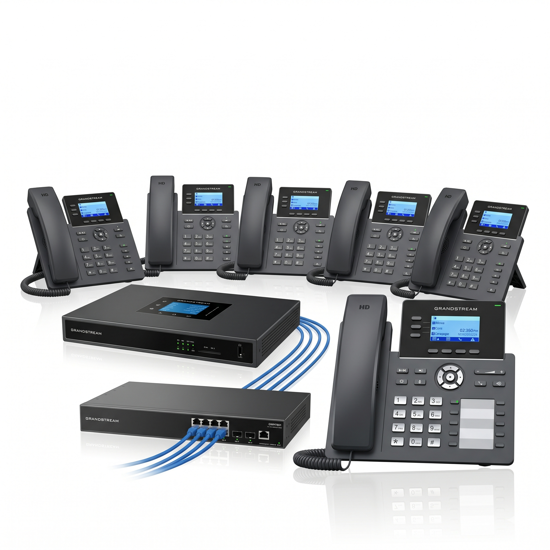 Paquete para negocio, Conmutador 4 líneas 6 Teléfonos 1 Switch