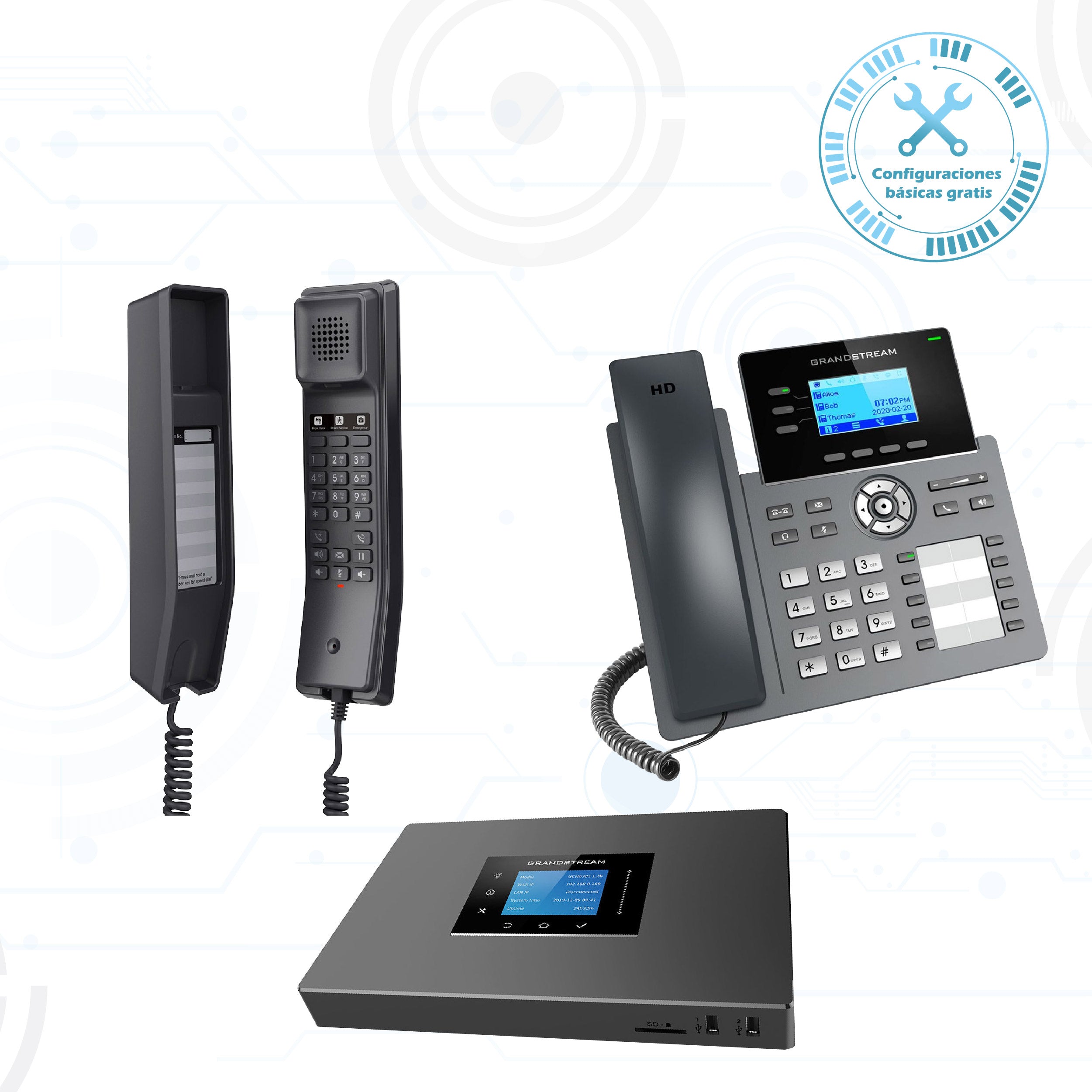 Paquete avanzado Hotelero Grandstream 4 lineas , 30 teléfonos