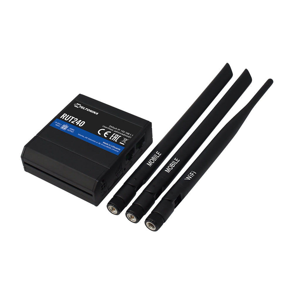 RUT240, Ruteador 4G/LTE (Cat 4) 3G, 2G, WAN Failover, WiFi, WAN/LAN, Compacto, I/O monitoreo y control, compatible con RMS