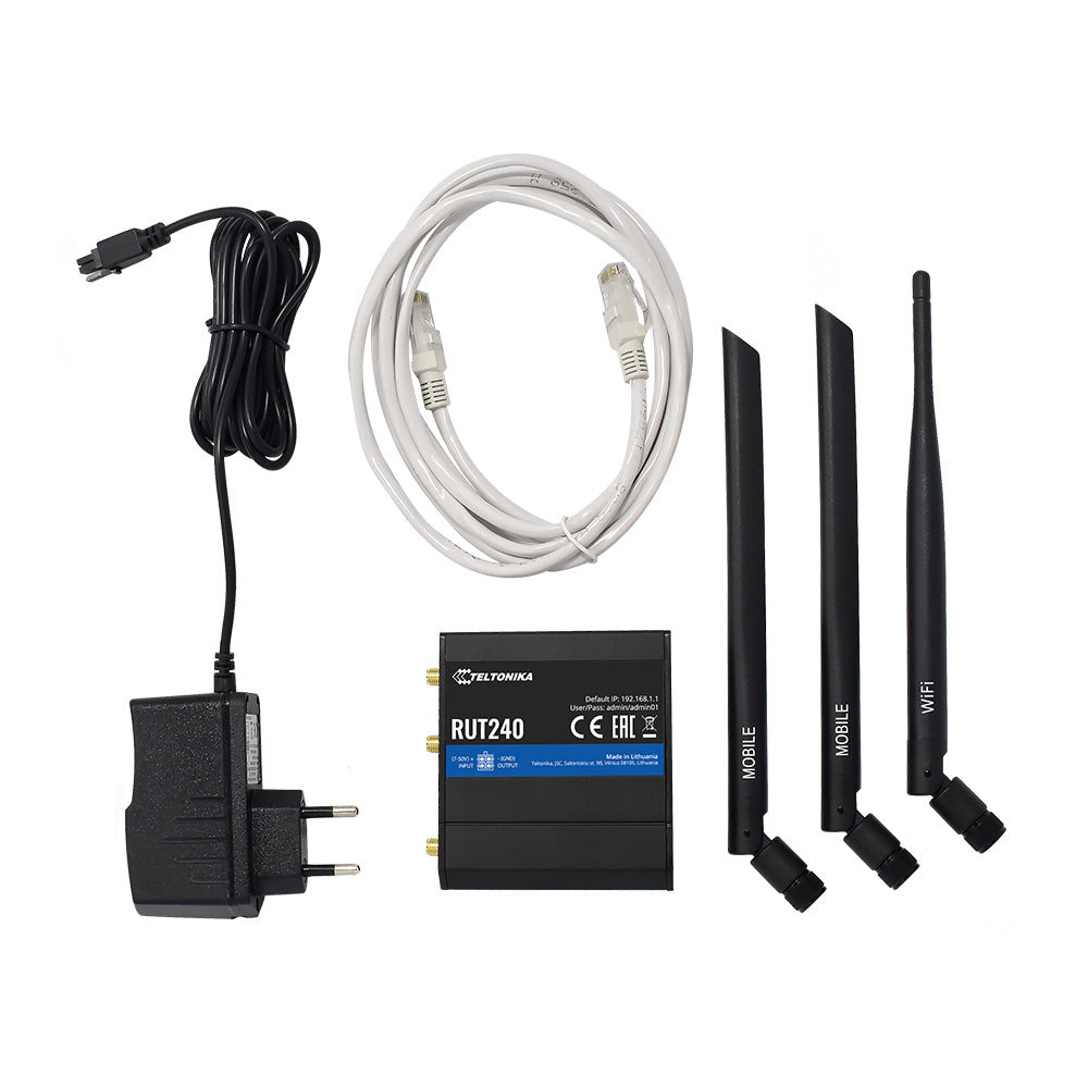 RUT240, Ruteador 4G/LTE (Cat 4) 3G, 2G, WAN Failover, WiFi, WAN/LAN, Compacto, I/O monitoreo y control, compatible con RMS