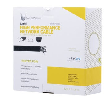 EPCAT5EV2/100M, Bobina de cable de 100 m (328 ft) Cat5e, Aleación de Cobre y Aluminio (CCA), color Gris, Uso Interior.