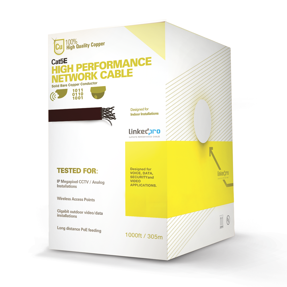 PROCAT5E, Bobina de cable de 305 m, ( 1000 ft ), Cat5e, alto desempeño, de color Gris, UL, para aplicaciones en CCTV, redes de datos. Uso Interior