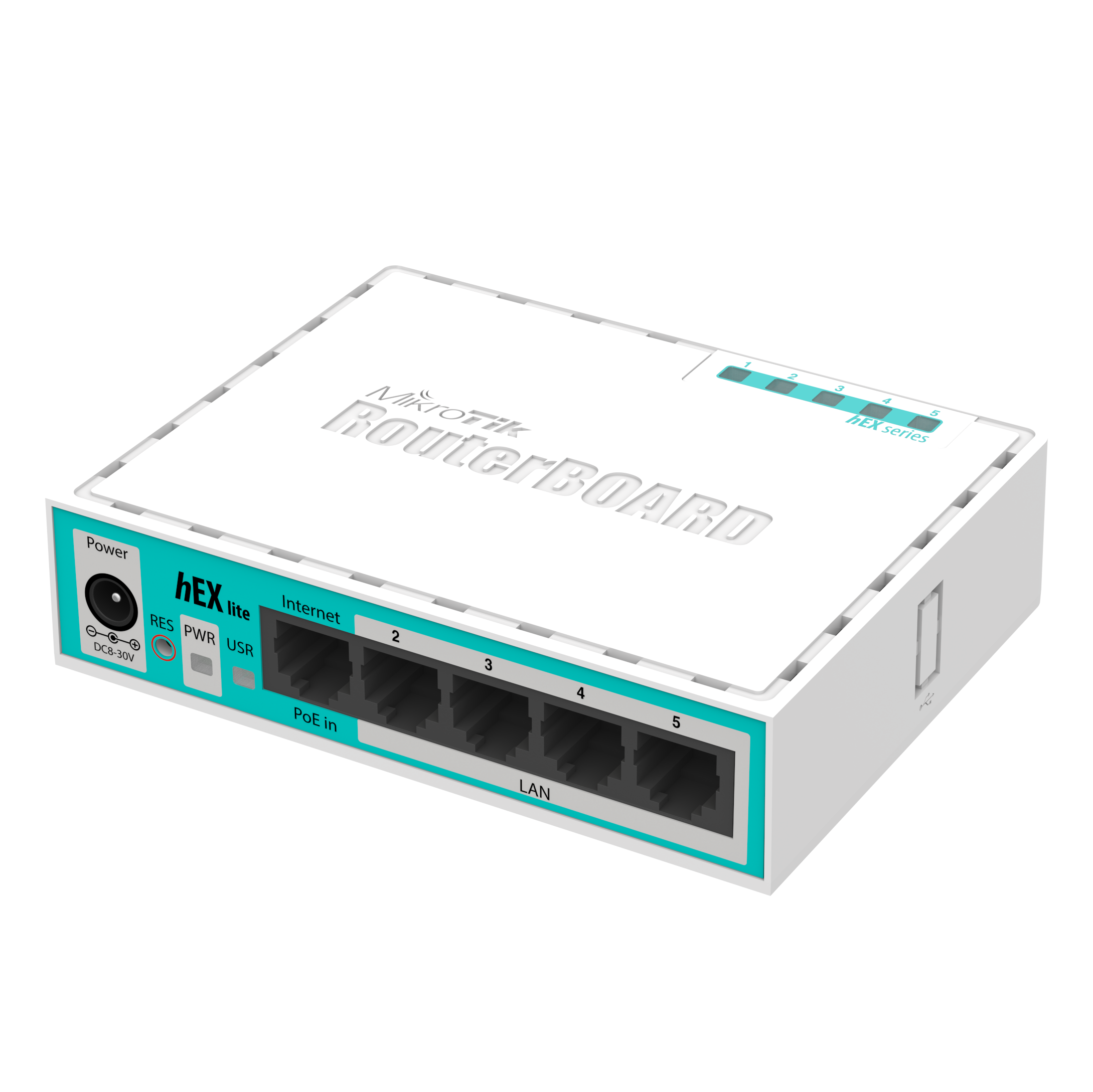RB750r2, hEX lite Routerboard de Mikrotik, 5 puertos 10/100 y Licencia Nivel 4