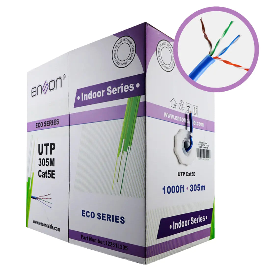 12251L305, Cable UTP Cat5E, 24AWG CCA, 305Mts, Color Azul, Uso Interior