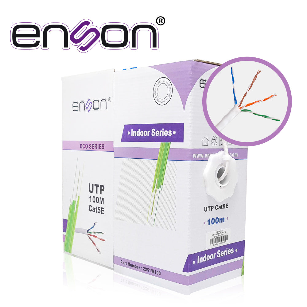 12251W100, Cable UTP Cat5E, 24AWG CCA, 100Mts, Color Blanco, Uso Interior