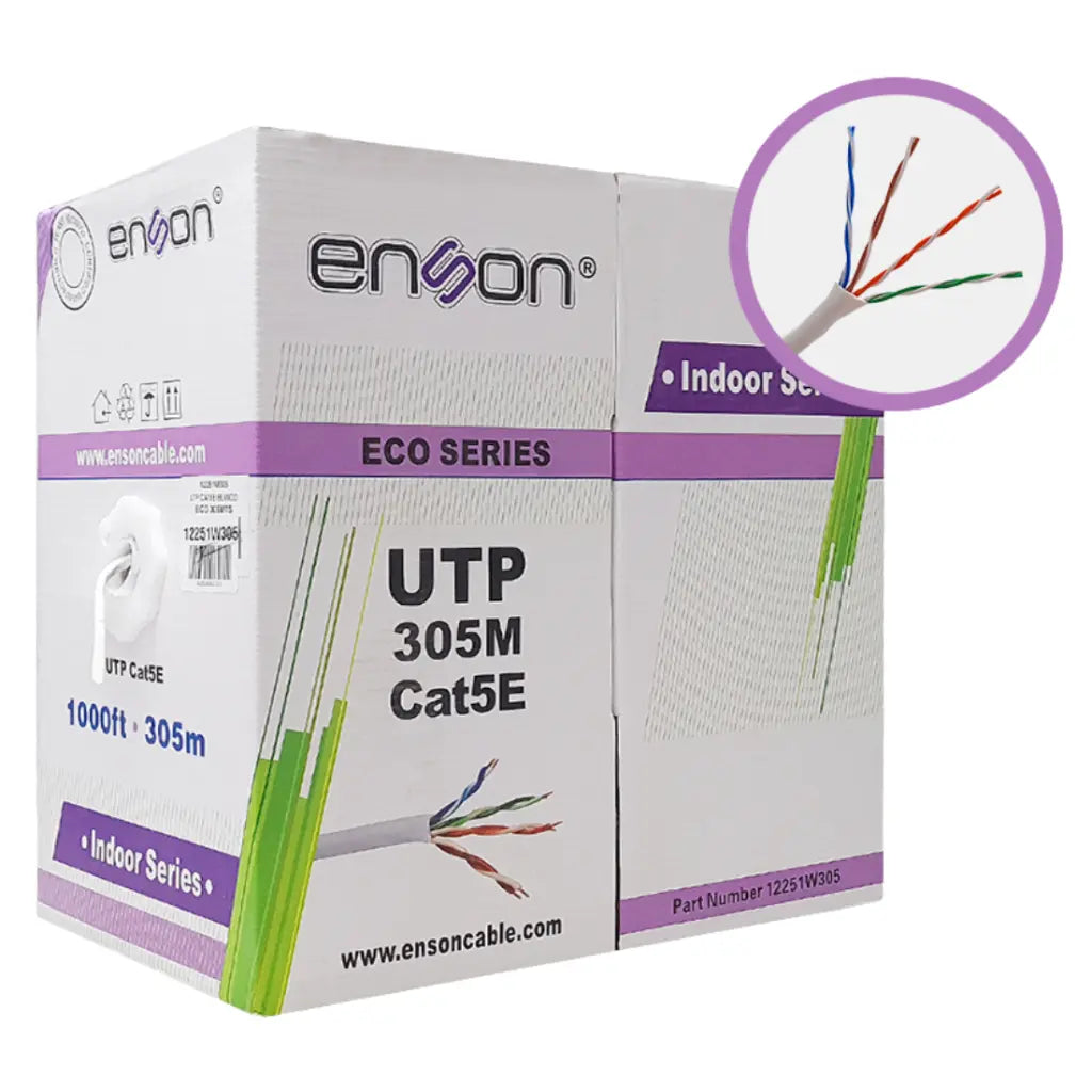 12251W305, Cable UTP Cat5E, 24AWG CCA, 305Mts, Color Blanco, Uso Interior