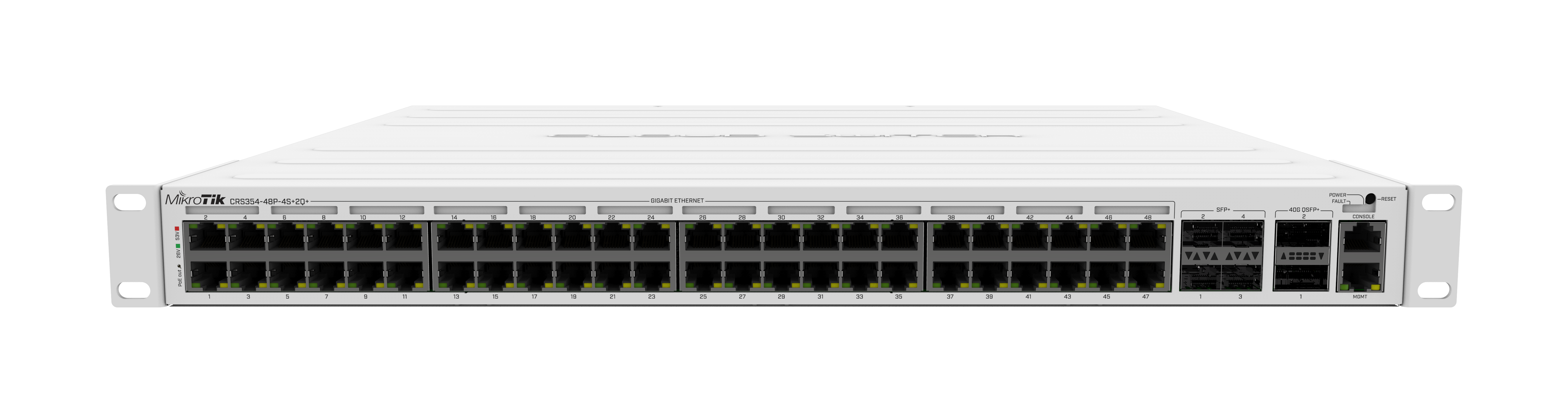 CRS354-48P-4S+2Q+RM, Switch PoE 48 GbEth, 700w, 802.3af/at, 4 SFP+ y 2QSFP+ de 40G
