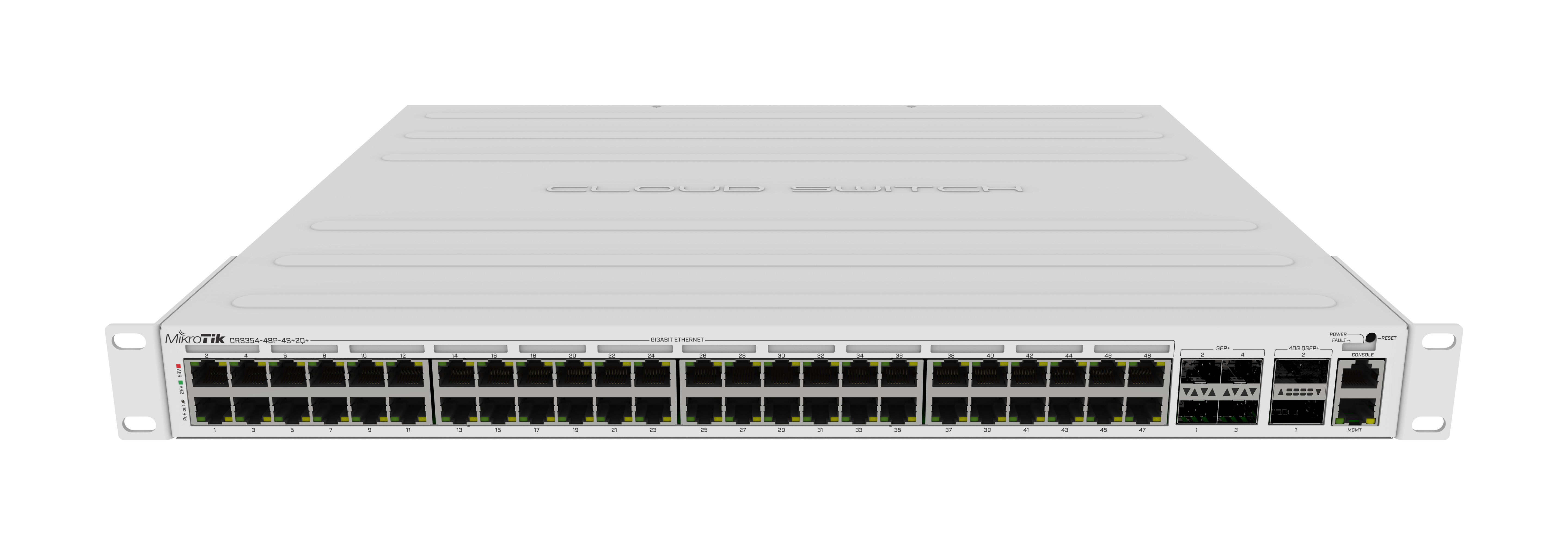 CRS354-48P-4S+2Q+RM, Switch PoE 48 GbEth, 700w, 802.3af/at, 4 SFP+ y 2QSFP+ de 40G