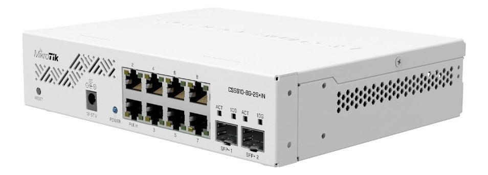 CSS610-8P-2S+IN Switch Mikrotik 8 Puertos Giga Ethernet, PoE, 2 puertos SFP+ SwitchOS
