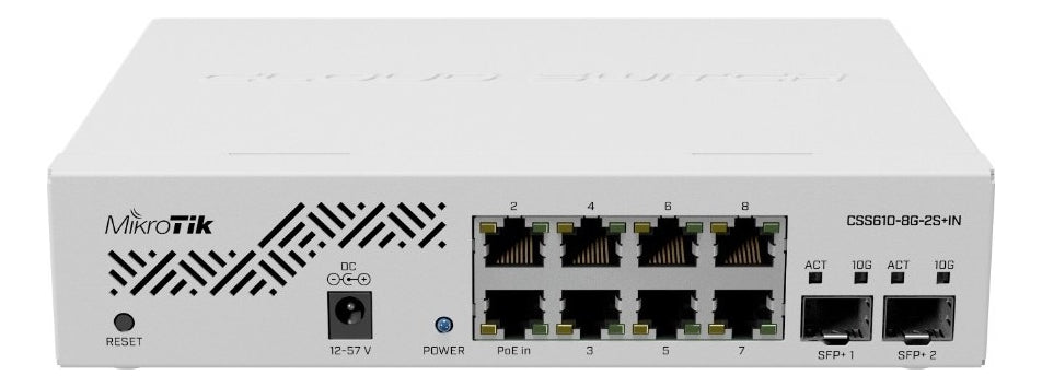 CSS610-8P-2S+IN Switch Mikrotik 8 Puertos Giga Ethernet, PoE, 2 puertos SFP+ SwitchOS