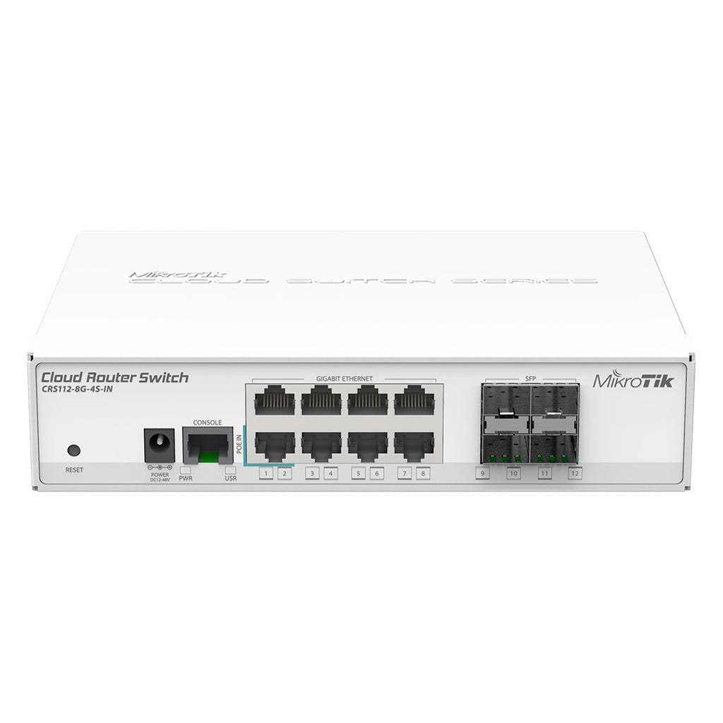 CRS112-8G-4S-IN, Ruteador 8 Puertos Gigabit Ethernet y 4 Puertos SFP