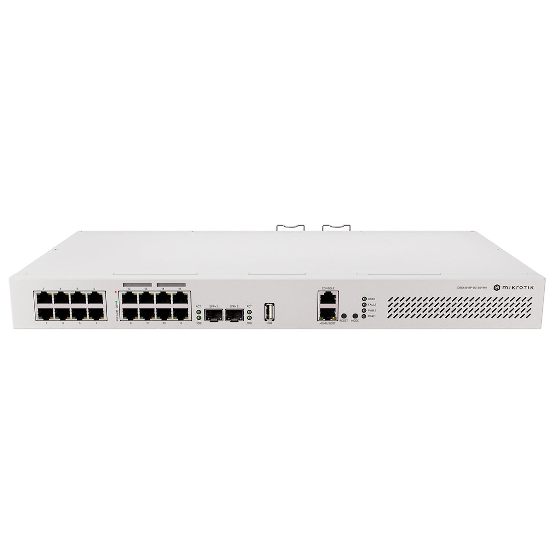 Mikrotik, CRS418-8P-8G-2S+RM, Router Switch 17xGEth, 8xPoE/at, 2xSFP+10G  RouterOS L5, 1UR, doble PSU