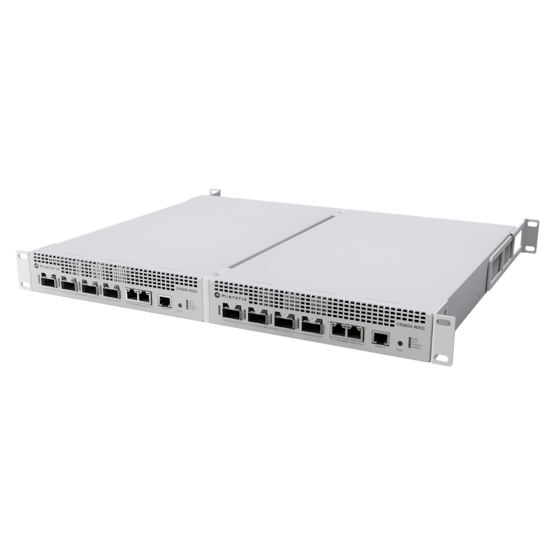 Mikrotik, CRS804-4DDQ-hRM, Switch/Router, CPU 4 nucleos 2000 MHz, 4 GB RAM, 4 x QSFP56-DD de 400G, 2 x GEth 10 Gigabit, RouterOS v7