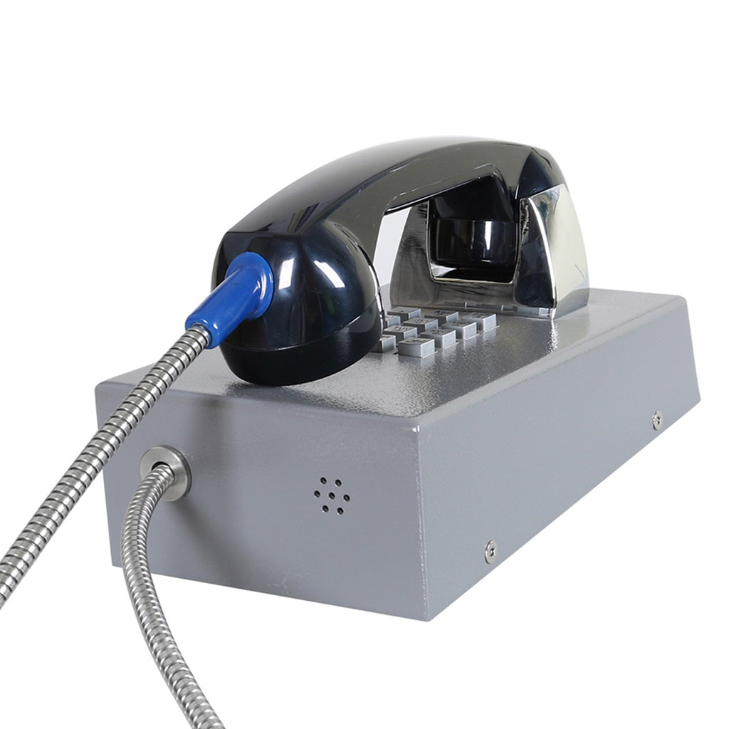 J&R Technology JR201-FK-L-Analog, Teléfono Análogo anti vandálico con estrobo, gabinete de acero pintado, 12 teclas, montaje en pared, 130x247x132mm