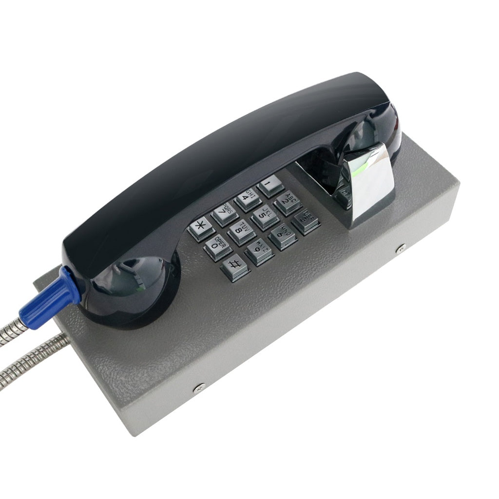 J&R Technology JR202-FK-Analog-CRS, Teléfono Análogo antivandálico, acero pintado, 12 teclas, montaje en pared, 100x240x117mm