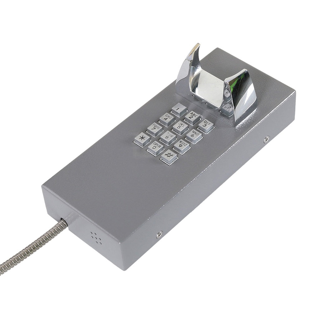 J&R Technology JR202-FK-Analog-CRS, Teléfono Análogo antivandálico, acero pintado, 12 teclas, montaje en pared, 100x240x117mm