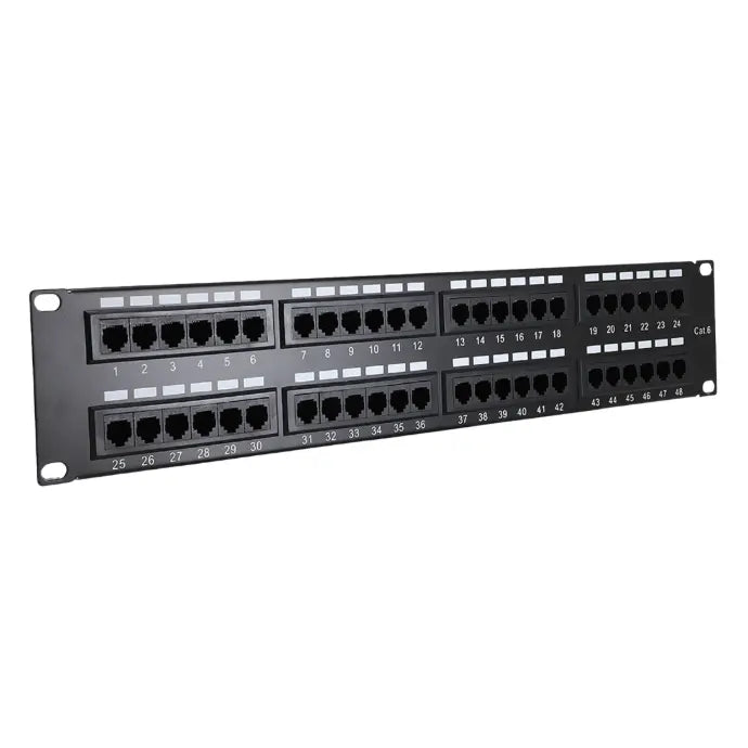 ENS-PA48P7, Panel de parcheo para remate en regletas 110 y 48 jacks Cat 6