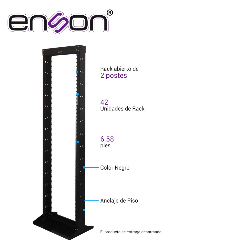 ENS-RACK244, Rack abierto 42UR dos postes