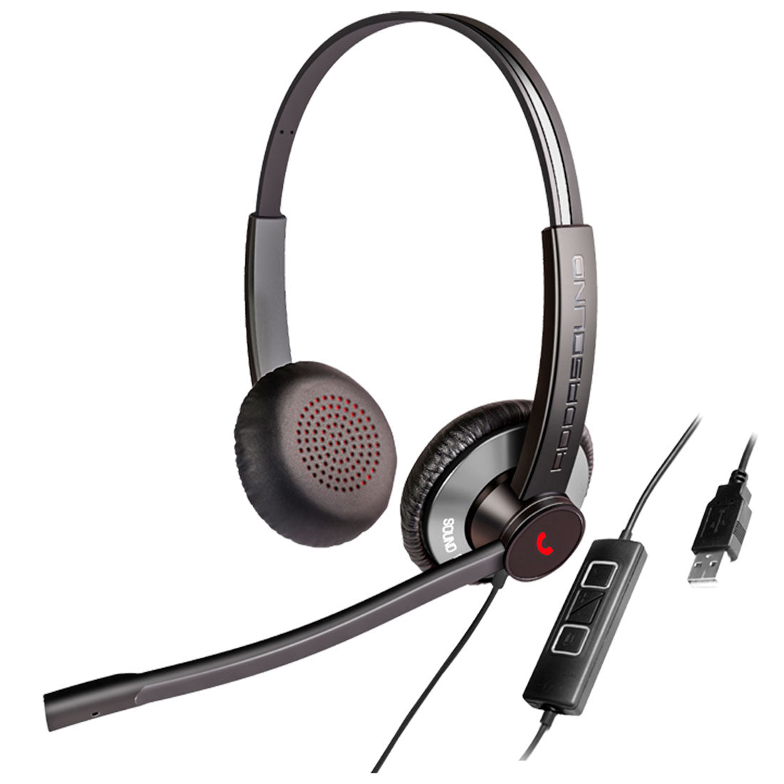 Addasound, EPIC 512-G, Diadema ambiente extremo y controles, doble mic, USB y gris (Binaural)