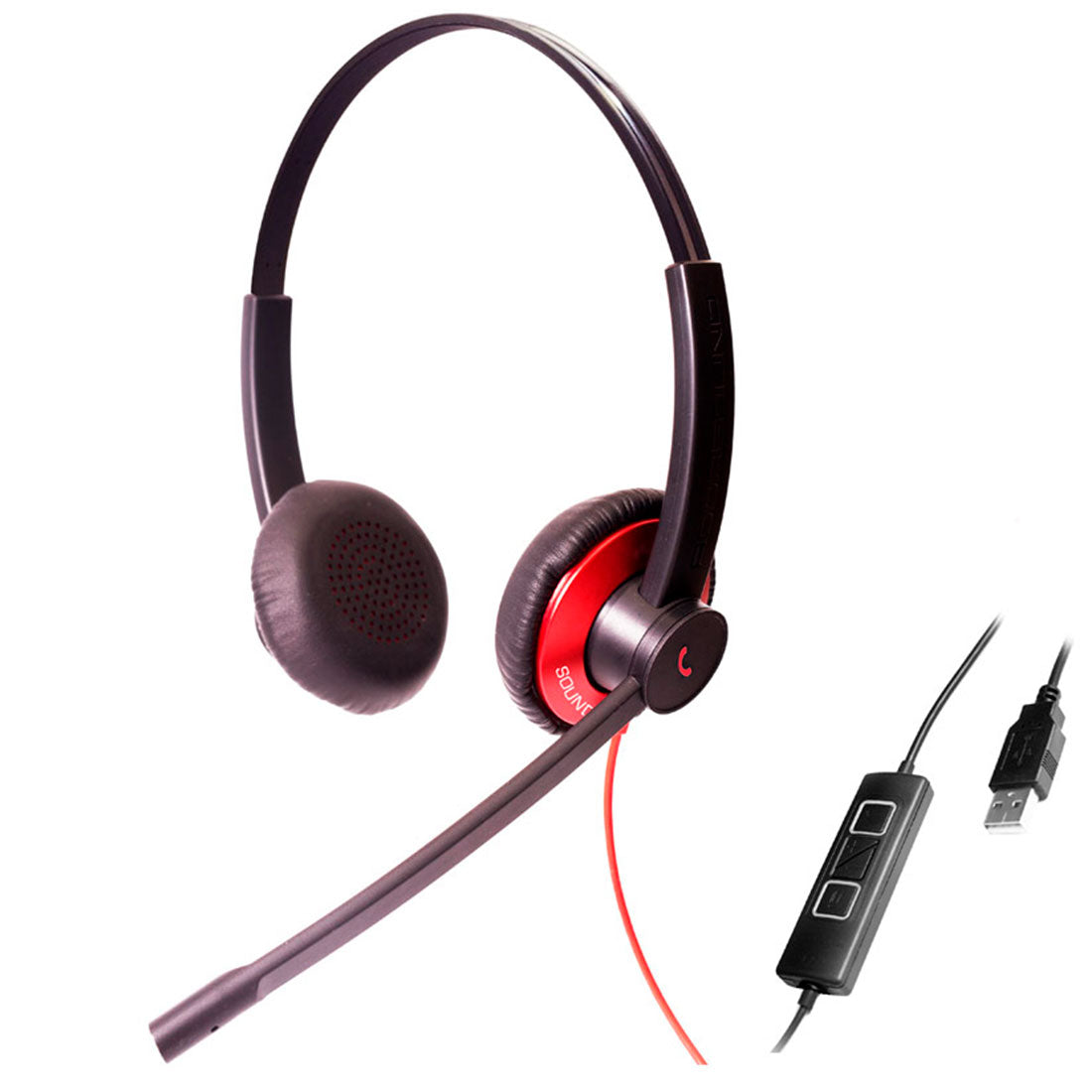 Addasound, EPIC 512-R, Diadema ambiente extremo y controles, doble mic, USB (Binaural)