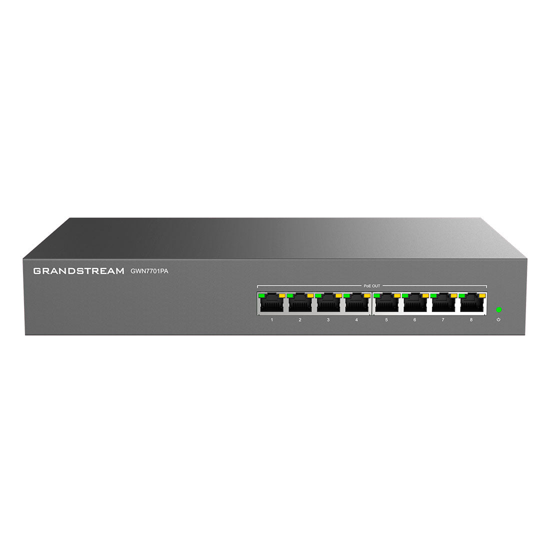Grandstream, GWN7701PA, Switch PoE No Administrable, 8 x GigaEth, 8 Puertos con PoE 802.3 af/at, 145w