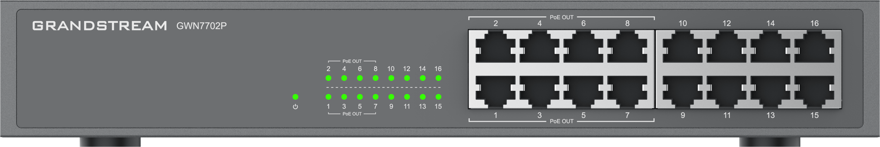 GWN7702P, Switch PoE No Administrable, 16 x GigaEth, 8 Puertos con PoE 802.3 af/at, 138w