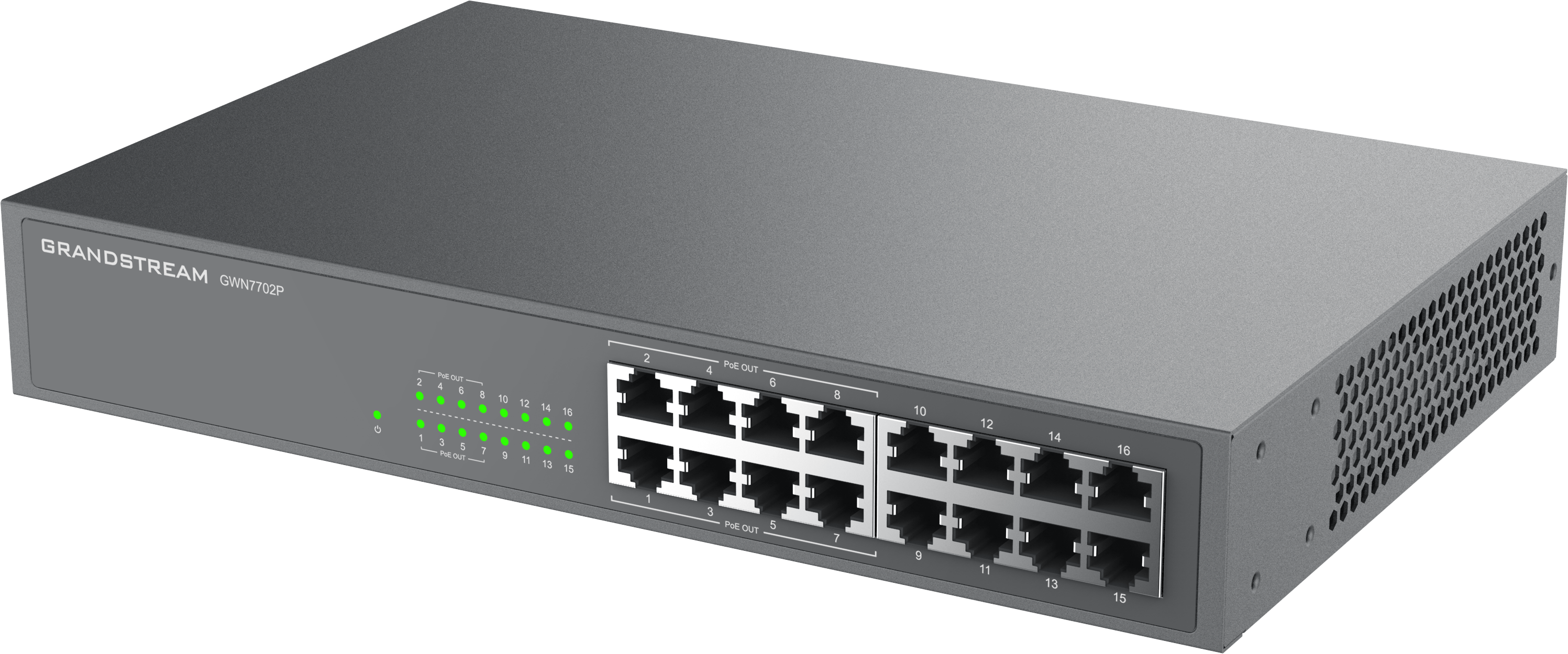 GWN7702P, Switch PoE No Administrable, 16 x GigaEth, 8 Puertos con PoE 802.3 af/at, 138w